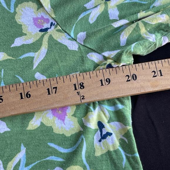 J Jill Womens Rayon Top Medium Green Floral Vneck 3/4 Sleeve Casual Spring - Picture 8 of 11